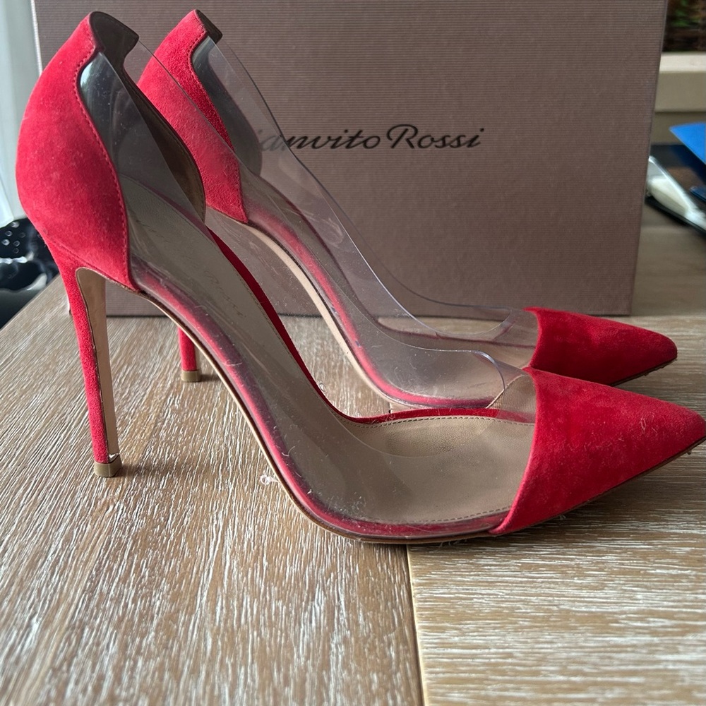 Gianvito Rossi Red Suede Heels